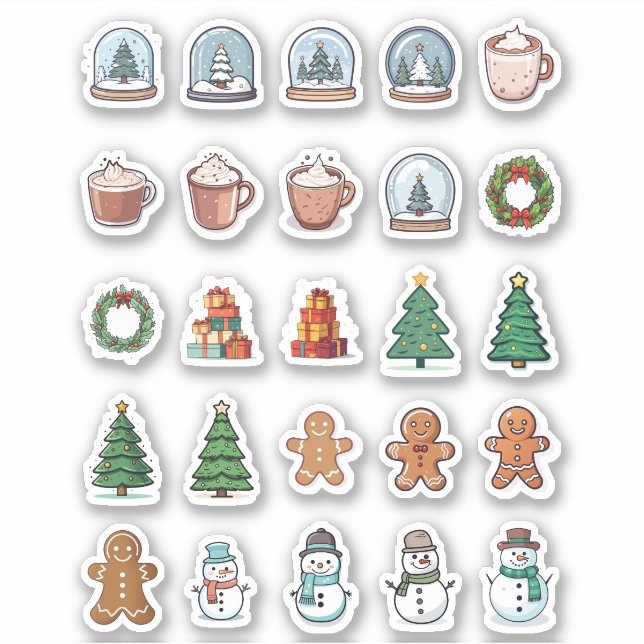 25 Christmas Custom-Cut Vinyl Stickers (Front)