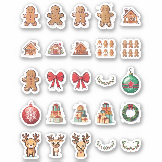25 Christmas Custom-Cut Vinyl Stickers (Front)