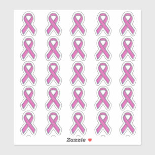 25 Chrome Style Print Pink Ribbon Awareness