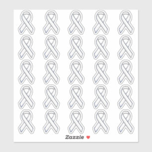 25 Chrome Style Print White Ribbon Awareness