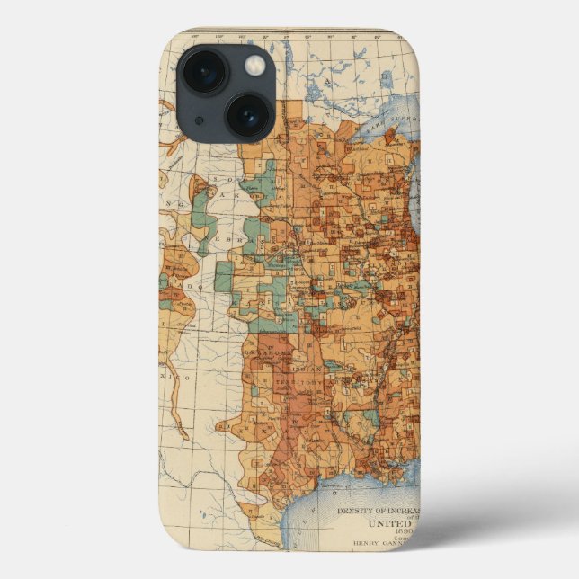 25 Density of increase of population, US, 18901900 Case-Mate iPhone Case (Back)