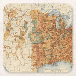 25 Density of increase of population, US, 18901900 Square Paper Coaster