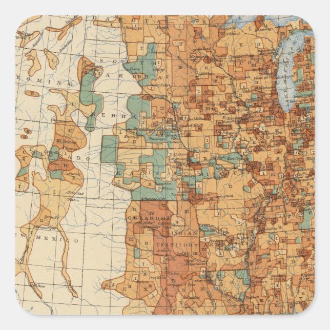 25 Density of increase of population, US, 18901900 Square Sticker (Front)