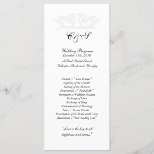 25 Elegant White/Silver Wedding Programs