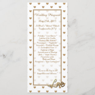 25 Gold Love Hearts Wedding Programs