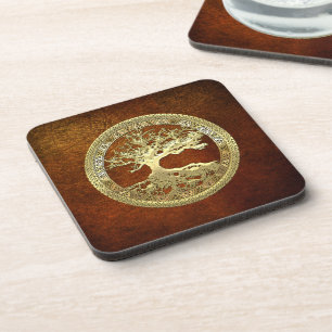 [25] Golden Celtic Tree of Life Coaster
