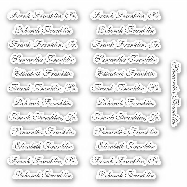 25 Guest Names Elegant English P Calligraphy (Front)