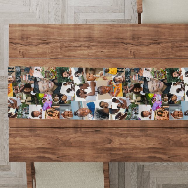 25 Haphazardly Overlapping Photos Collage Template Long Table Runner (Creator Uploaded)