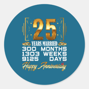 25 Married 25th Wedding Anniversary Classic Round Sticker