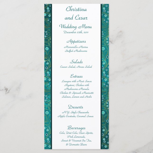 25 Menu Cards Arabian Teal (Front)