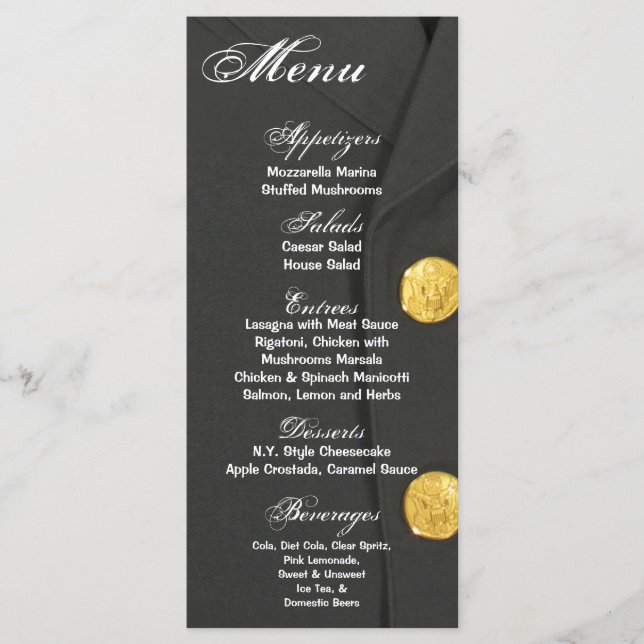 25 Menu Cards ARMY DRESS GREENS UNIFORM (Front)