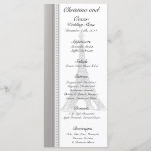 25 Menu Cards Black Eiffel Tower