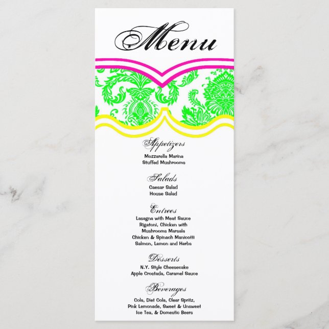 25 Menu Cards Damask Lace Print Pattern Fabric (Front)