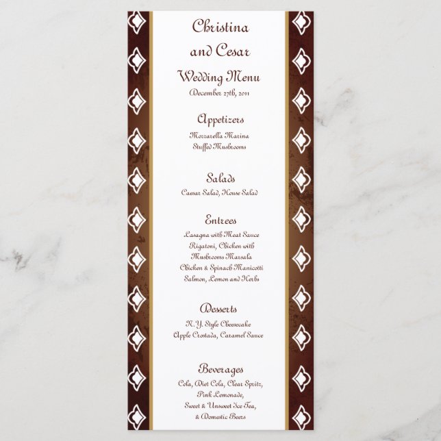 25 Menu Cards Deep Moroccan Brown (Front)