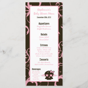 25 Menu Cards Girly Girl Pink Punk Rock Skull Flam