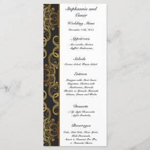 25 Menu Cards Gold and Black Damask