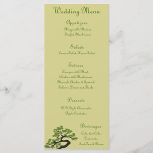 25 Menu Cards Japanese Green Bonsai Tree Olive Chi
