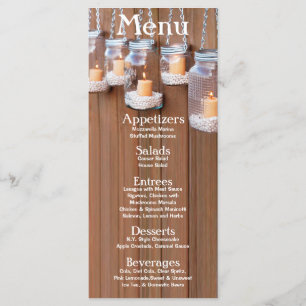 25 Menu Cards Mason Jar Candle Lights Night Yard