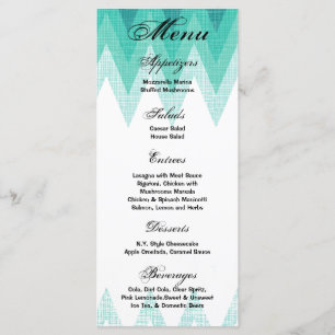 25 Menu Cards Ombre Teal Chevron