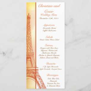 25 Menu Cards Paris Peach