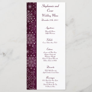 25 Menu Cards Purple Stars and Snowflakes