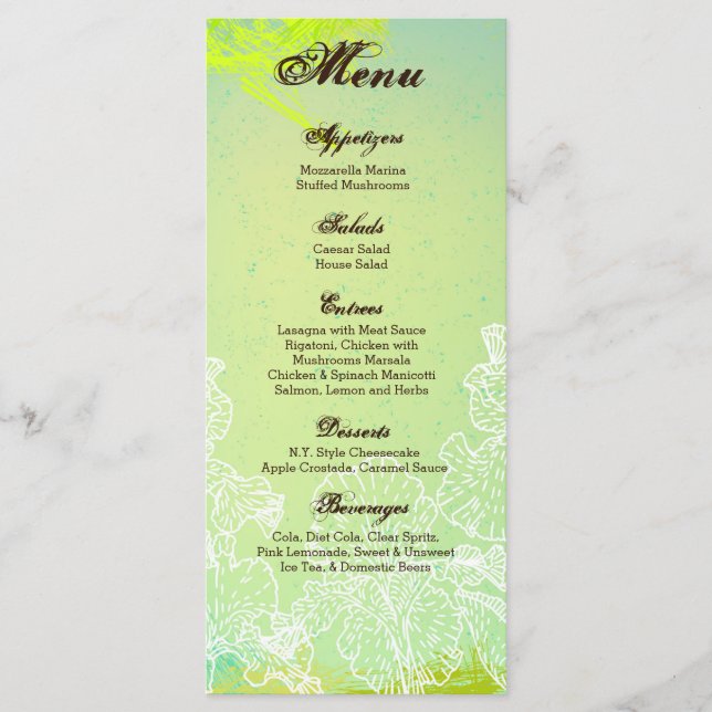 25 Menu Cards Spring Hibiscus Flower Hawaiian Flow (Front)