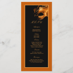 25 Menu Cards Sweet 16 Orange Black Party