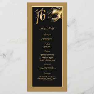 25 Menu Cards Sweet 16 Purple Gold Party