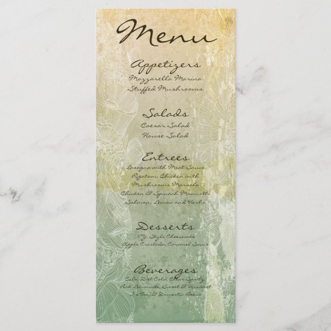 25 Menu Cards Vintage Floral Antique Victorian Age (Front)