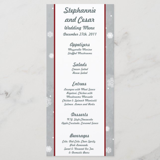 25 Menu Cards White Tree (Front)