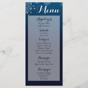 25 Menu Cards Winter Snowflakes Snow Ice