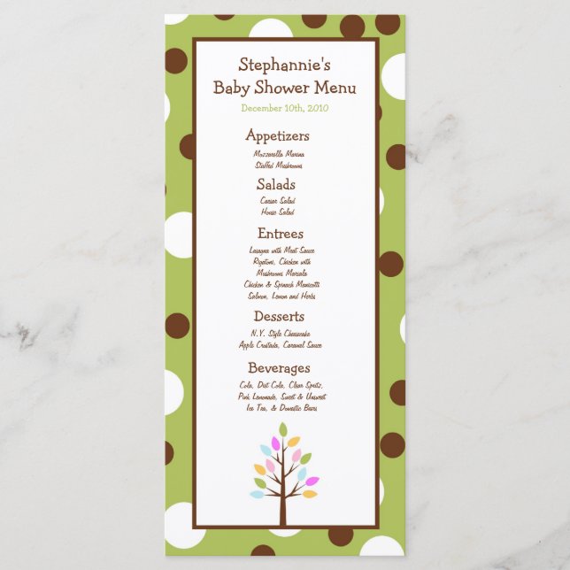 25 Menu Cards Woodland Friends Tree (Front)