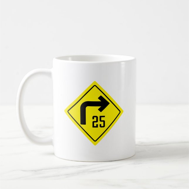 25 mph Right Curve Sign Classic Mug (Left)