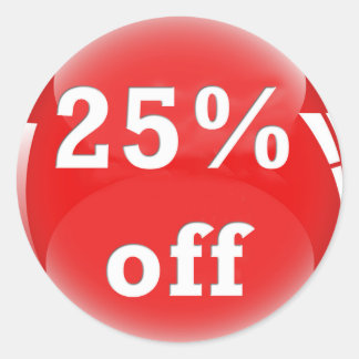 25% Off (Percent) Round Glossy Sticker
