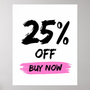25 Percent Off Sale Sign, Large Boutique Sale  Poster