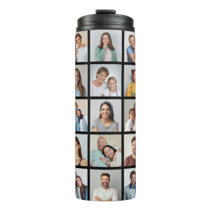 25 Photo Collage   Background Colour Can Be Change Thermal Tumbler