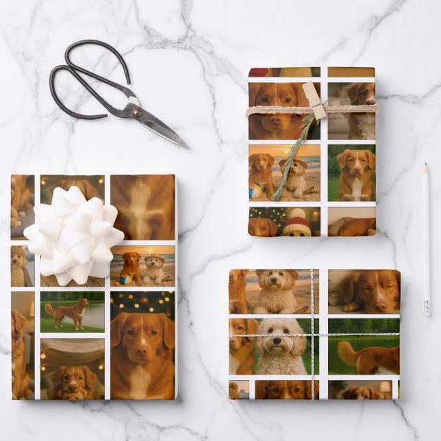 25 Photo Collage Personalised Template Wrapping Paper Sheet (Front)