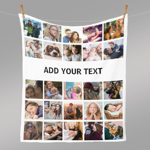 25 Photo Collage Template White Fleece Blanket