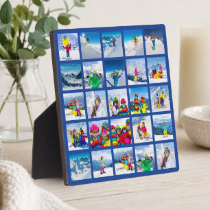 25 Photo Grid Collage Dark Blue Plaque