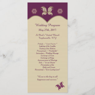 25 Purple Gold Butterfly Wedding Programs
