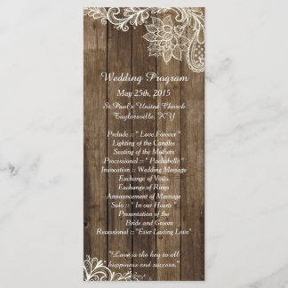 25 Rustic Lace Wood Country Wedding Programs