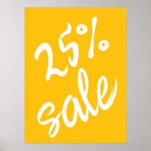25% Sale Sign, 18x24 Yellow Sale Poster