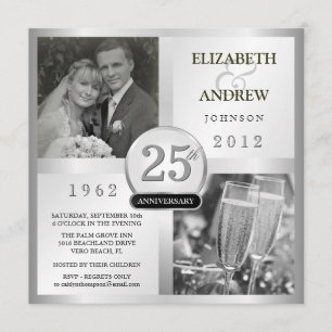 25 Silver Wedding Anniversary - Photo Invitations