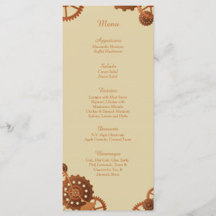 25 Steampunk Cogs and Gears Wedding Menu Cards