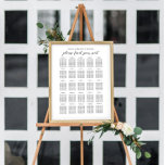 25 Table Large Wedding Guest Seating Chart<br><div class="desc">Up to 25 Table layout, 10 guests per table. Laid out by table number, but you can edit the titles to be alphabetical by last name as well. A simple black and white seating chart; click "customise it" to move columns, change fonts, colours, background colour or size of poster. White...</div>