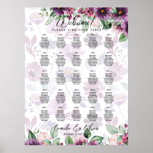 25 Table Purple Floral Floral SEATING CHART