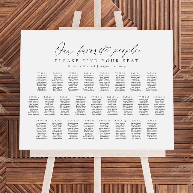 25 Tables Our Favourite People Seating Chart Plan (Creator Uploaded)
