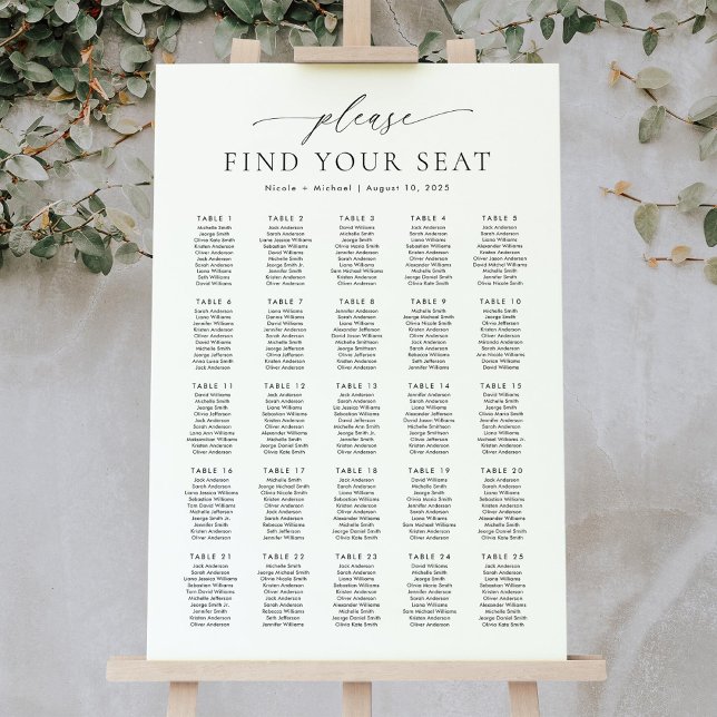 25 Tables Please Find Your Seat Seating Chart (Creator Uploaded)