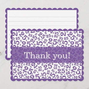 25 "Thank you!" Purple/White Number Pattern  Thank You Card