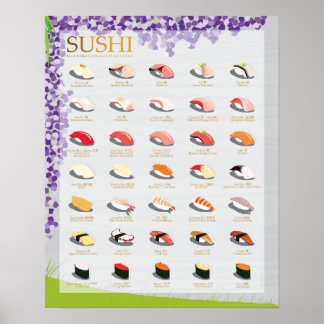 25 TRADITIONAL SUSHI, WISTERIA, 16"X20" Poster